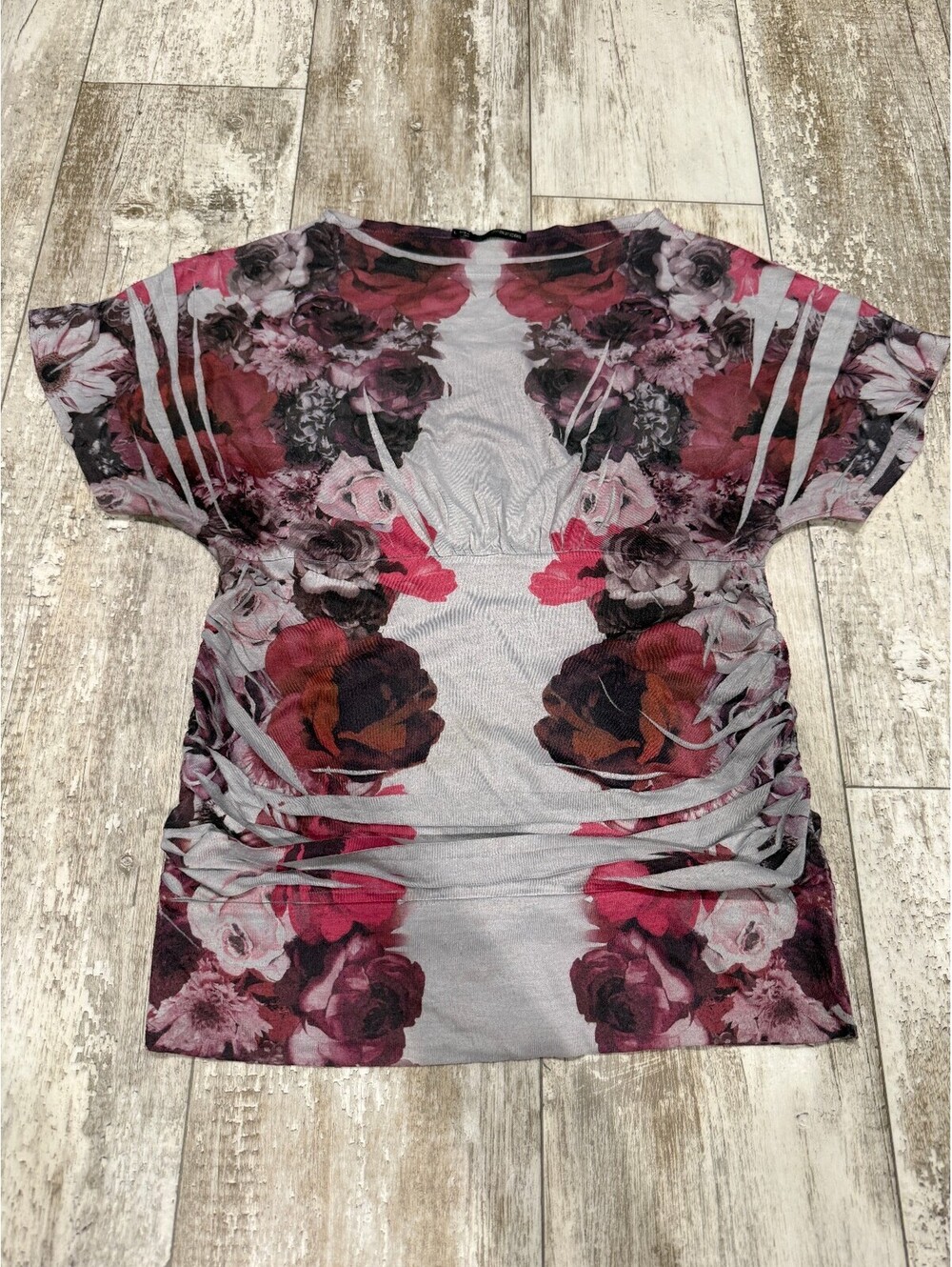 Maurices Floral Top Women L Pink Rose Dolman Romantic Boho